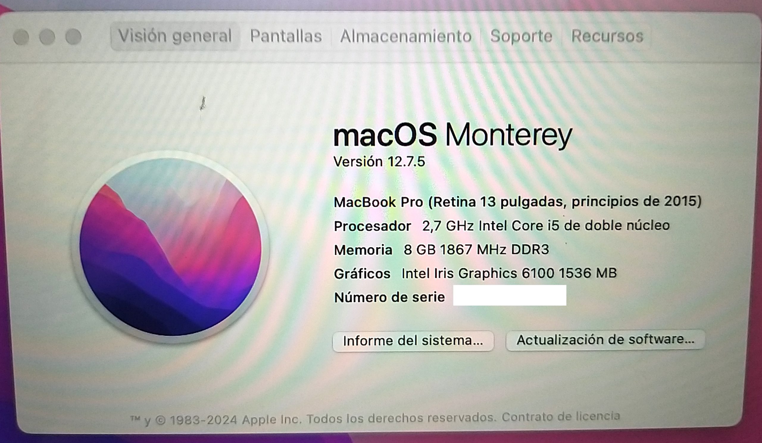 Portátil Apple Macbook Pro A1502 13" 2015 - Imagen 3