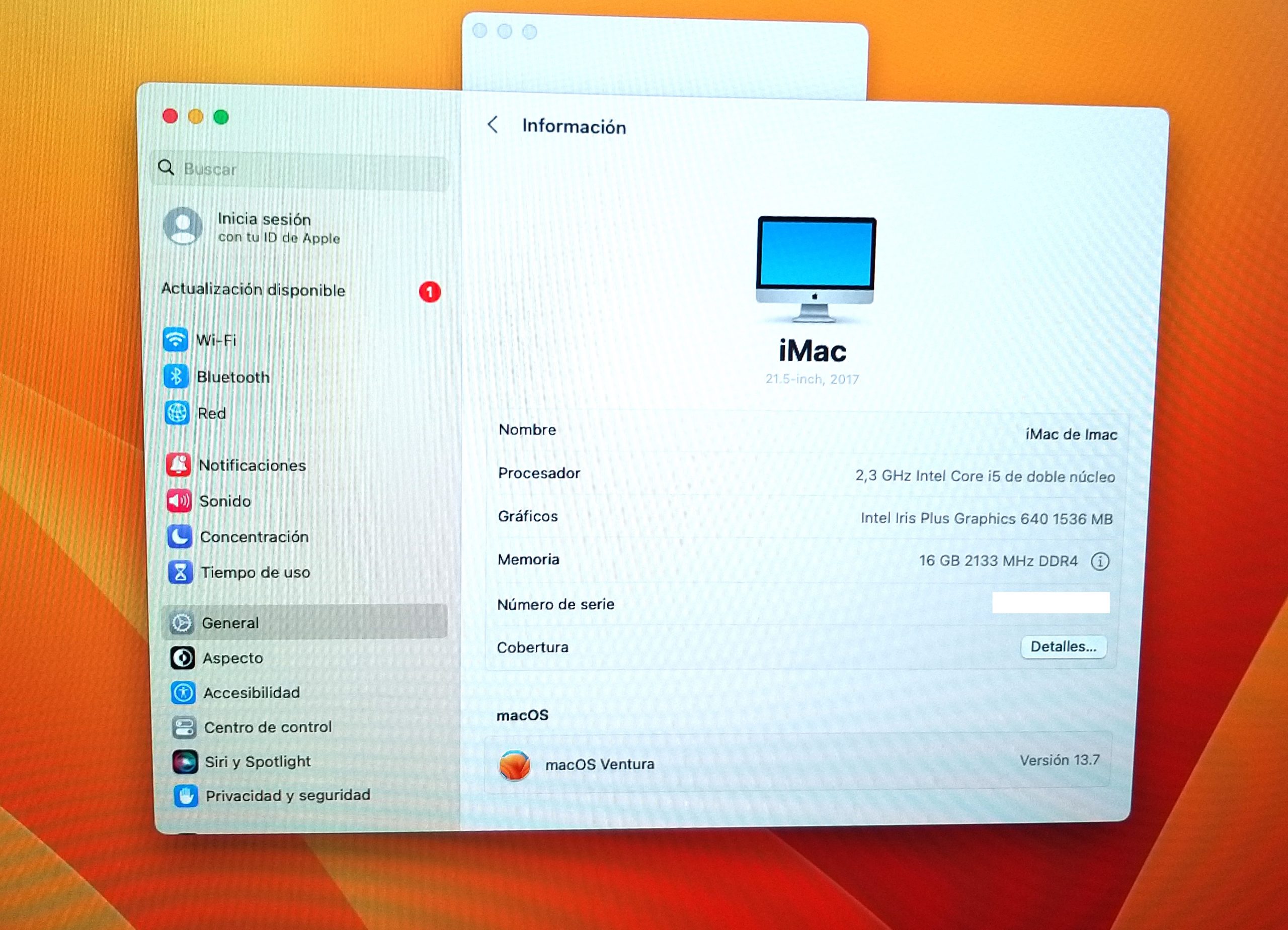 Apple Imac 21.5" A1418 2017 16GB 1T SSD Impecable - Imagen 3