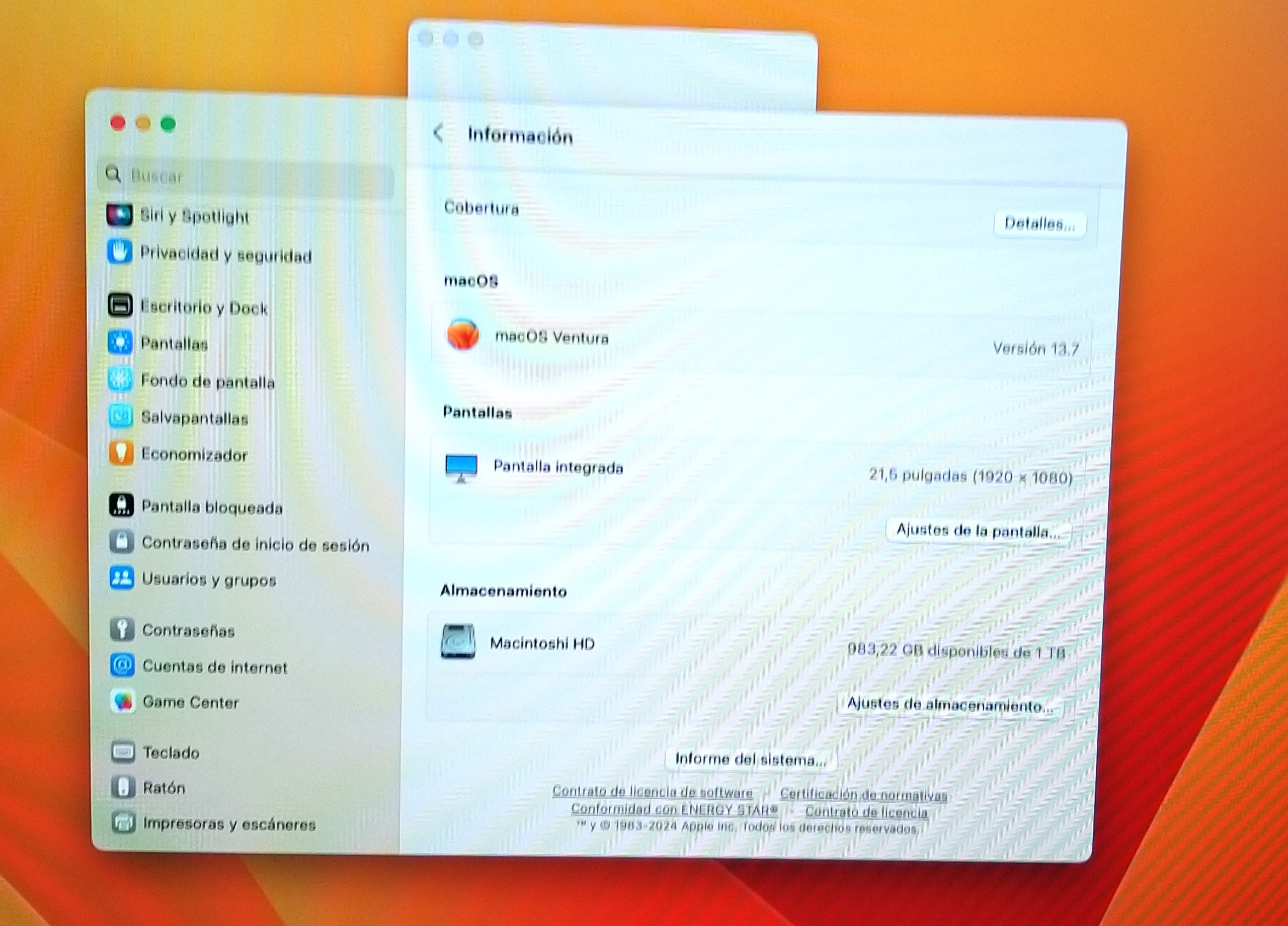 Apple Imac 21.5" A1418 2017 16GB 1T SSD Impecable - Imagen 4