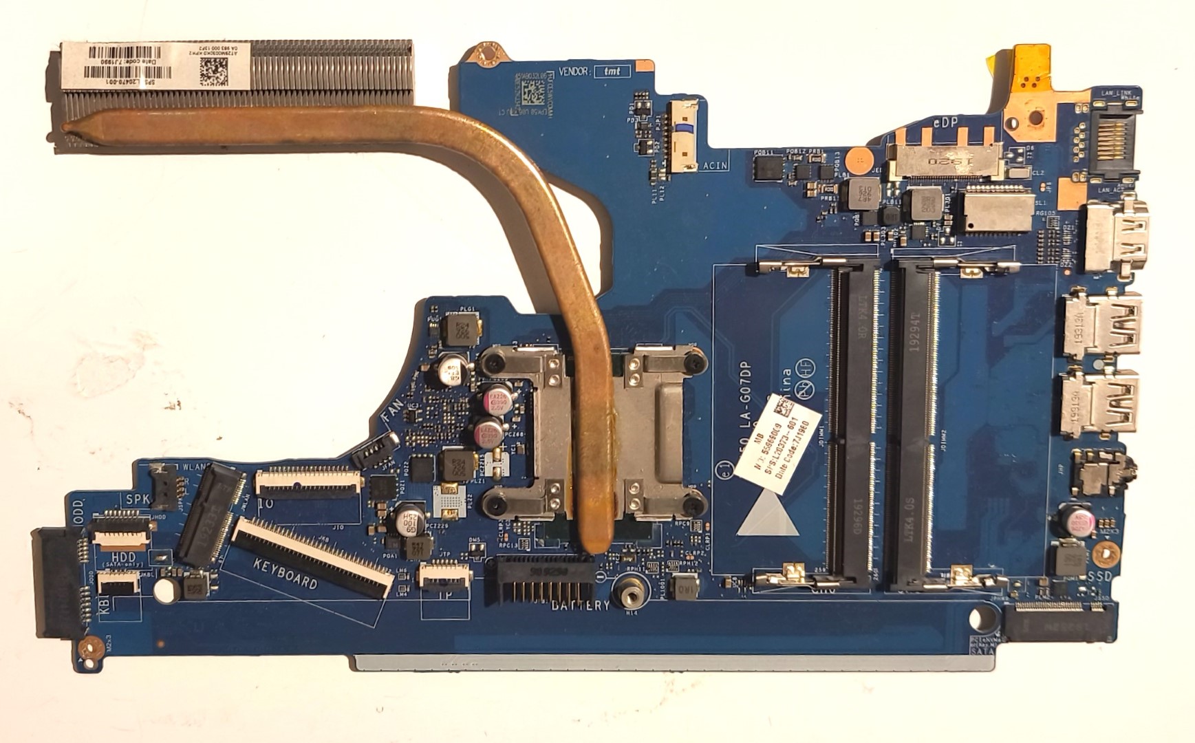 PLACA BASE TESTED MOTHERBOARD HP 255 G7 250 G7 15-DA 15-DB Core i3-7020U - Imagen 2