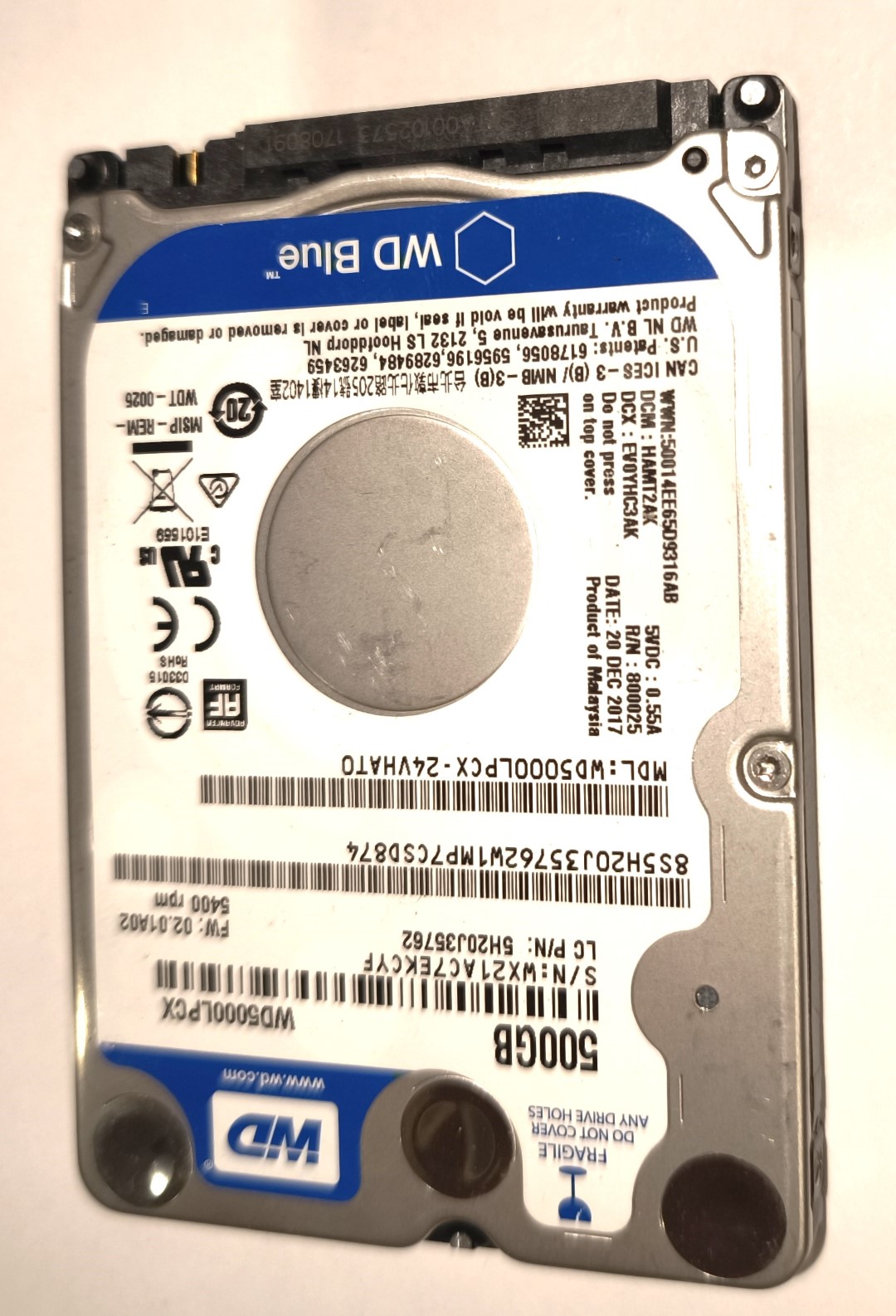WDC WD5000LPCX-24VHAT0 DISCO DURO 2,5" HDD SATA 500 GB PARA PORTATIL