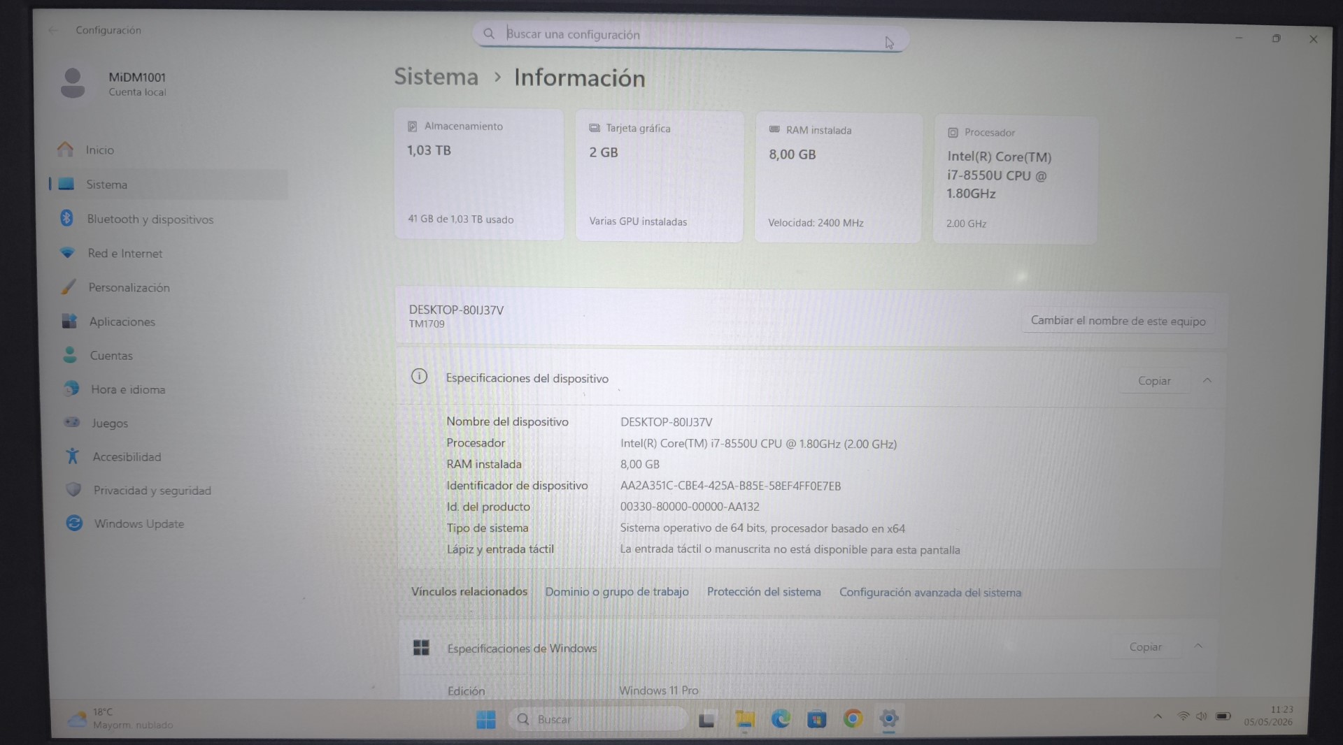 Portátil Xiaomi Mi Core i7 8th Impecable - Imagen 2